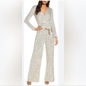 NWT Stunning Eliza J surplice sequined jumpsuit